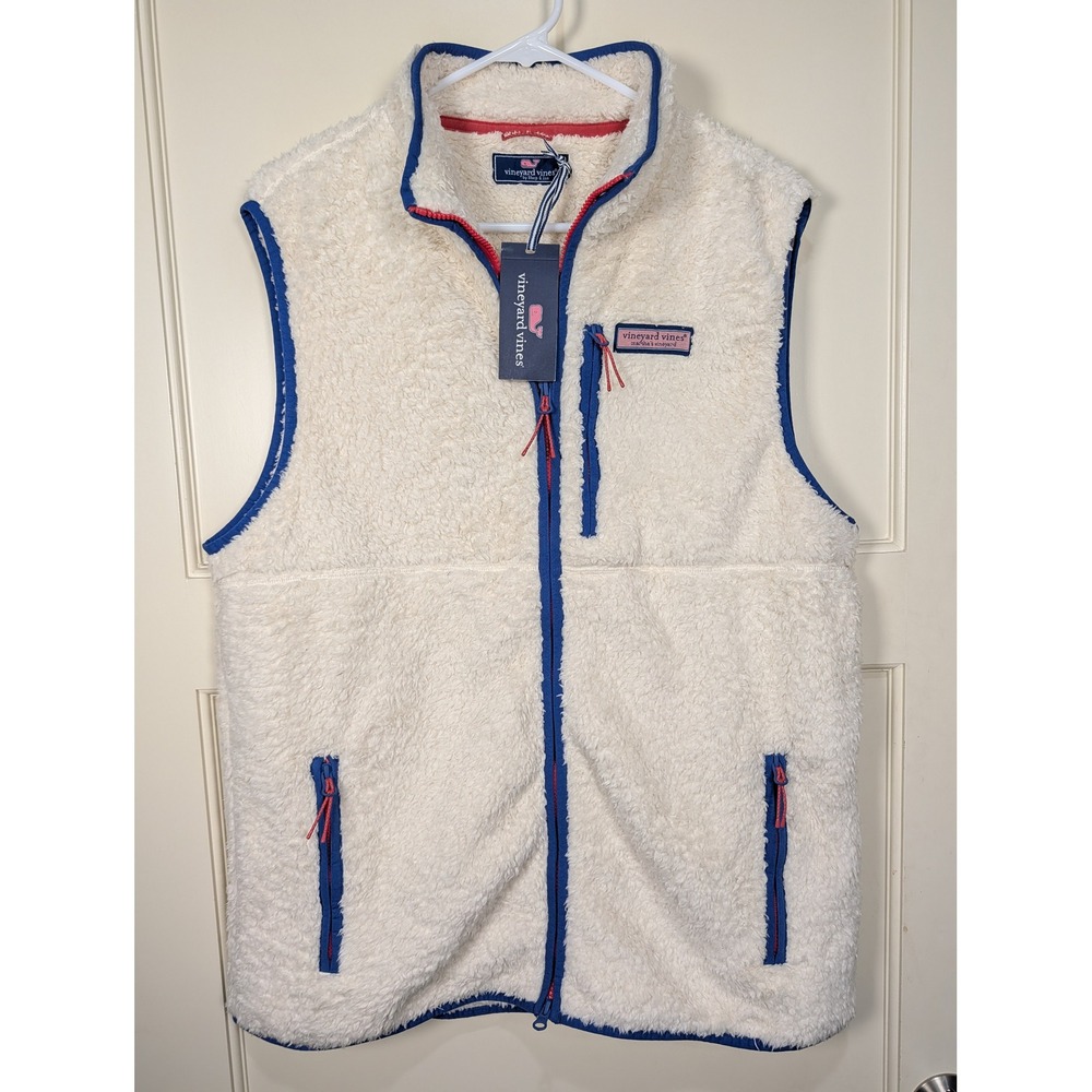 Vineyard Vines New England High Pile Fleece Vest Stone Blue 1K005345 Mens L